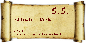 Schindler Sándor névjegykártya